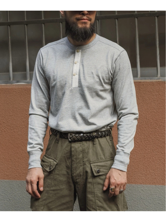 bronson mfg co Other - Vintage Long Sleeve 100% Cotton Henley Shirt - Gray Bronson Mfg. Size M